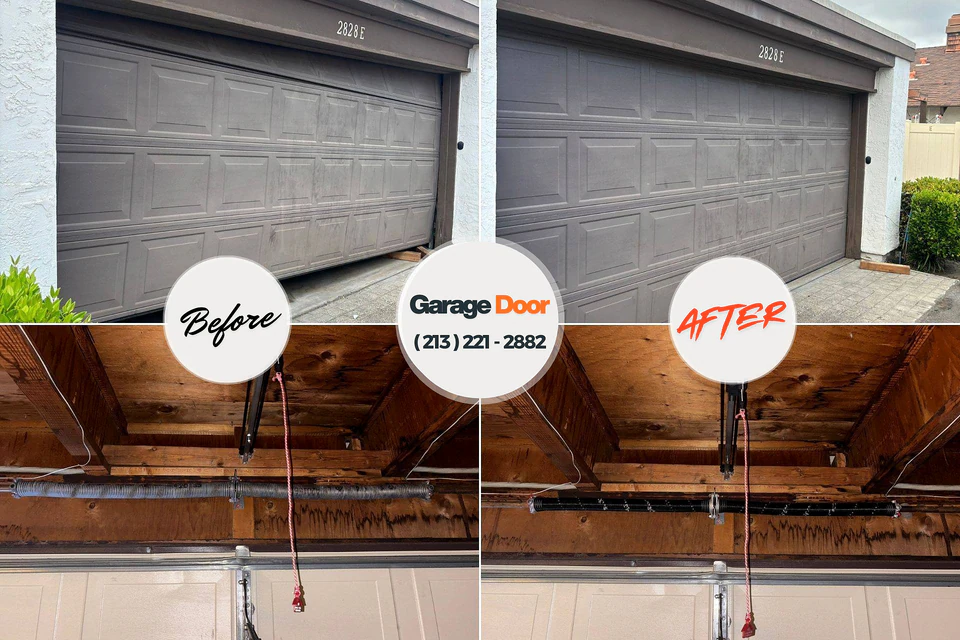 Before and after: garage door repair Huber Ridge, OH